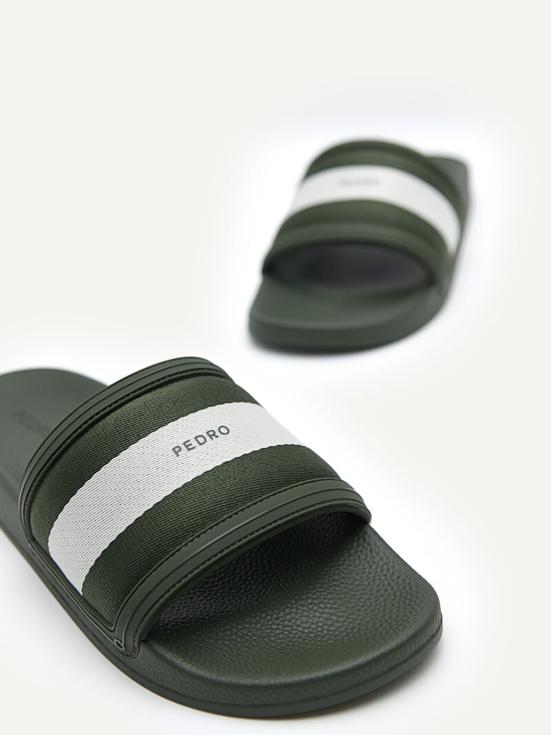 Pedro Nylon Fabric Banded Slides Men Sandals Military Green | Q9Q-1648