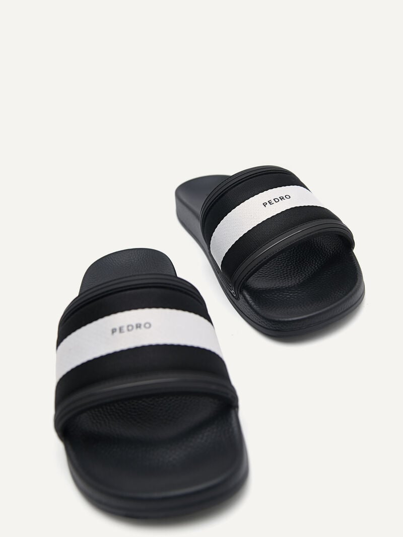 Pedro Nylon Fabric Banded Slides Men Sandals Black | Q9Q-1647