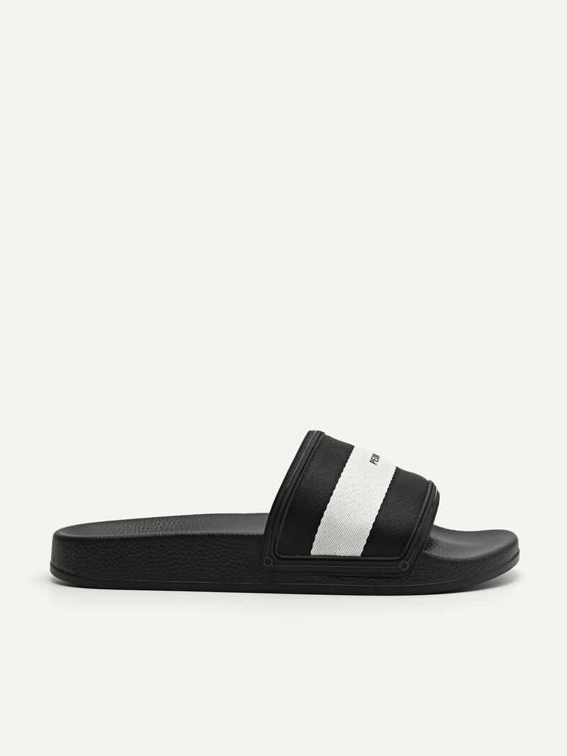 Pedro Nylon Fabric Banded Slides Men Sandals Black | Q9Q-1647