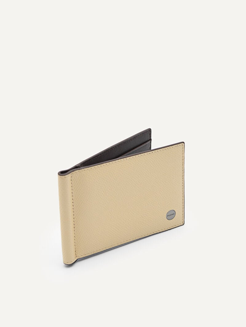 Pedro Oliver Leather Bi-Fold Money Clip Men Card Holders Sand | Q9Q-2133