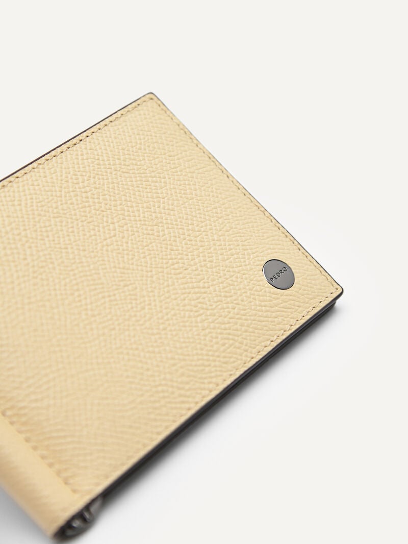 Pedro Oliver Leather Bi-Fold Money Clip Men Card Holders Sand | Q9Q-2133