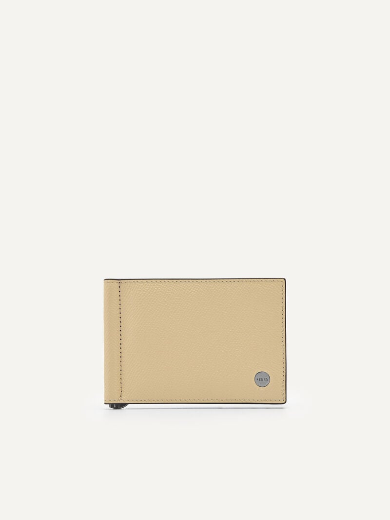 Pedro Oliver Leather Bi-Fold Money Clip Men Card Holders Sand | Q9Q-2133
