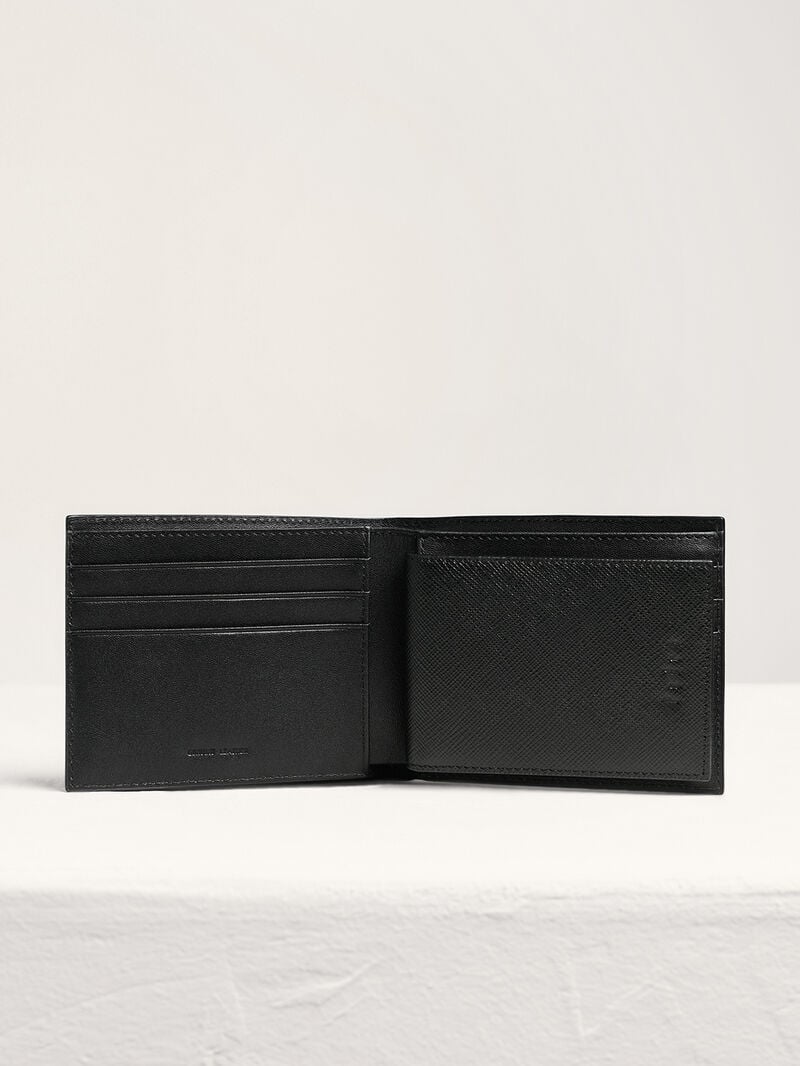 Pedro Oliver Leather Bi-Fold with Insert Men Wallets Black | Q9Q-2132