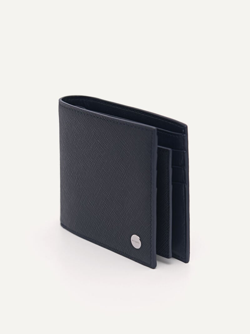 Pedro Oliver Leather Bi-Fold with Insert Men Wallets Navy | Q9Q-2130