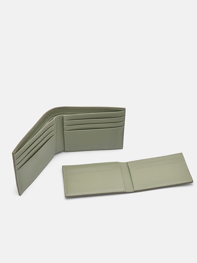 Pedro Oliver Leather Bi-Fold with Insert Men Wallets Olive | Q9Q-2129
