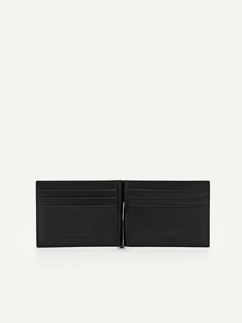 Pedro Oliver Leather Bi-Fold with Money Clip Men Card Holders Black | Q9Q-2127