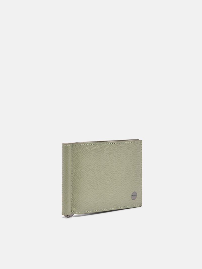 Pedro Oliver Leather Bi-Fold with Money Clip Men Card Holders Olive | Q9Q-2125