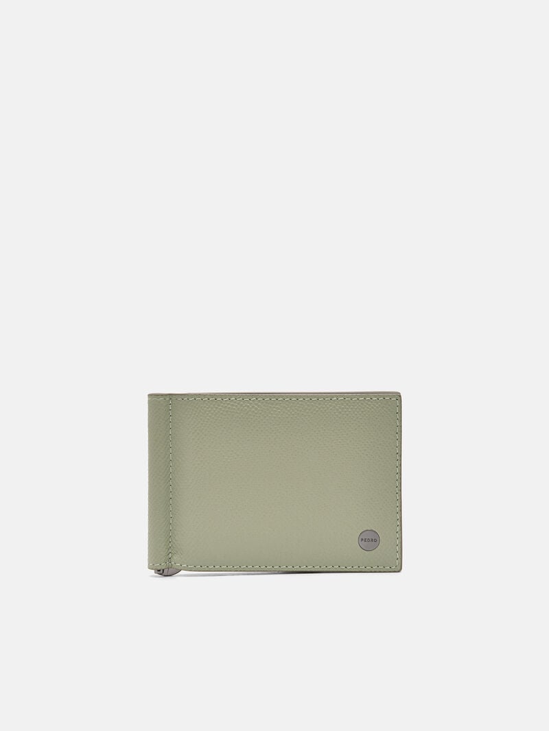 Pedro Oliver Leather Bi-Fold with Money Clip Men Card Holders Olive | Q9Q-2125