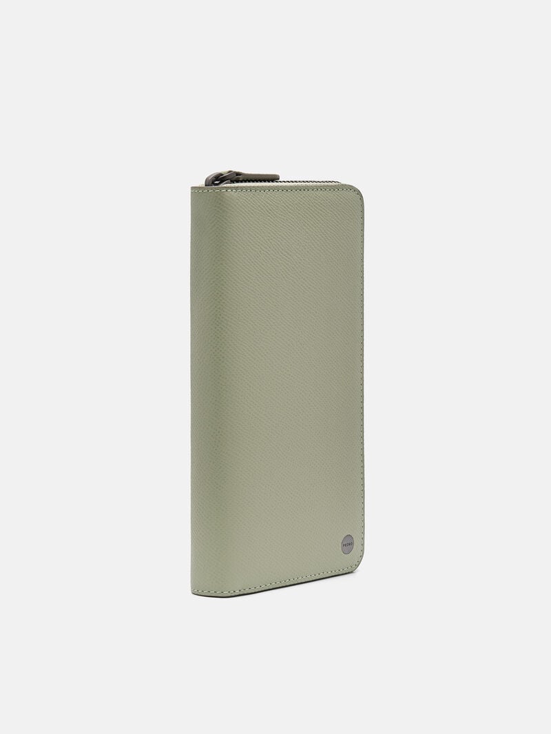 Pedro Oliver Leather Long Men Wallets Olive | Q9Q-2124