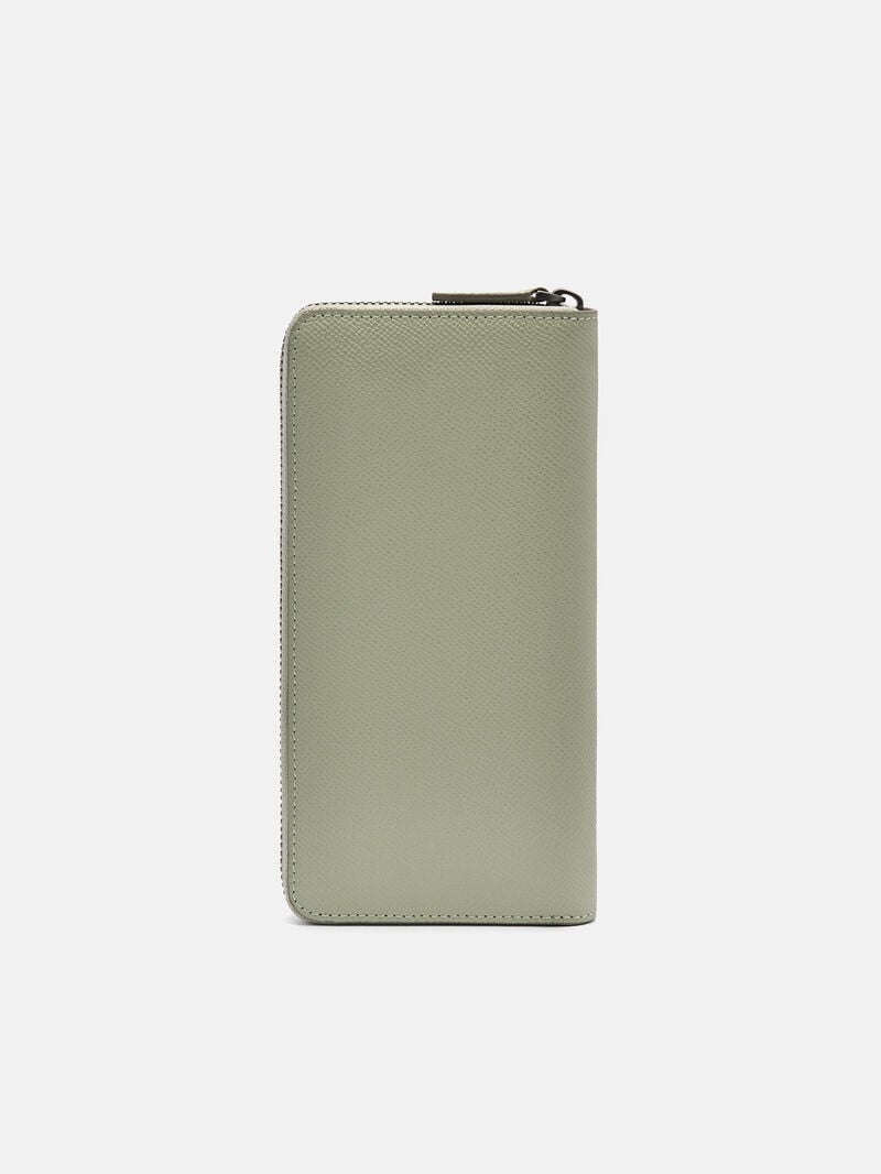 Pedro Oliver Leather Long Men Wallets Olive | Q9Q-2124