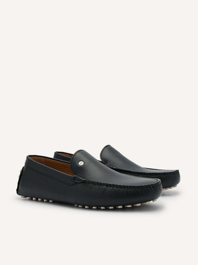 Pedro Oliver Leather Men Moccasins Black | Q9Q-2141