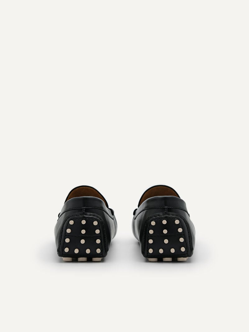 Pedro Oliver Leather Men Moccasins Black | Q9Q-2141