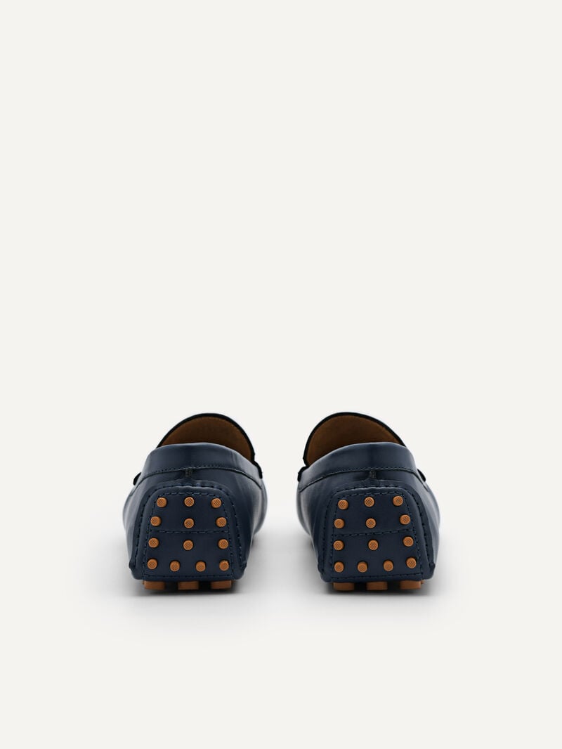 Pedro Oliver Leather Men Moccasins Navy | Q9Q-2142