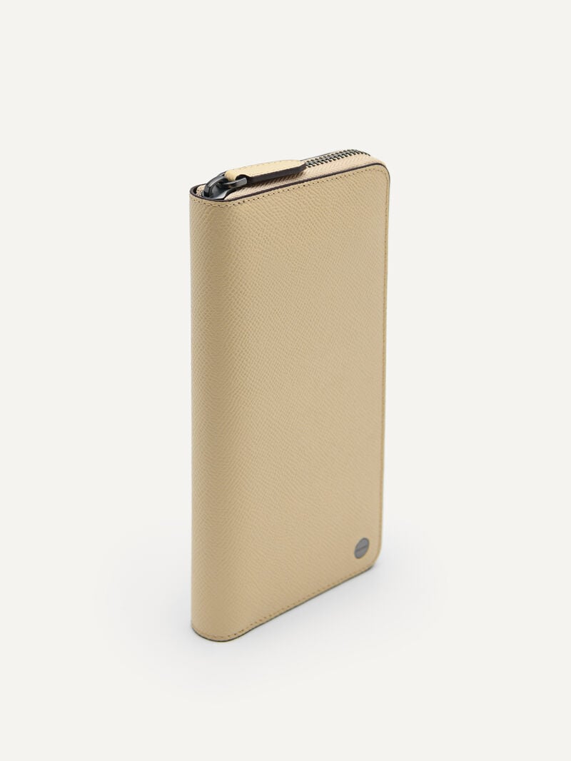 Pedro Oliver Long Textured Leather Men Wallets Sand | Q9Q-2118