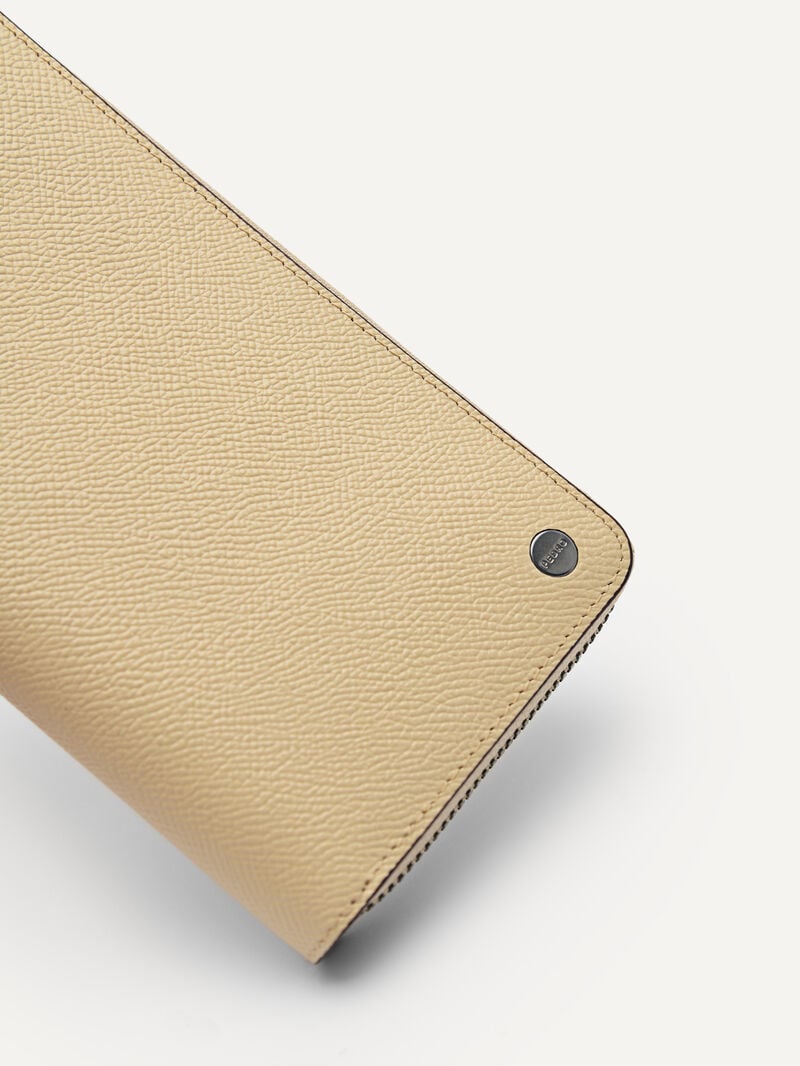 Pedro Oliver Long Textured Leather Men Wallets Sand | Q9Q-2118