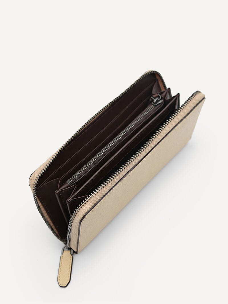 Pedro Oliver Long Textured Leather Men Wallets Sand | Q9Q-2118