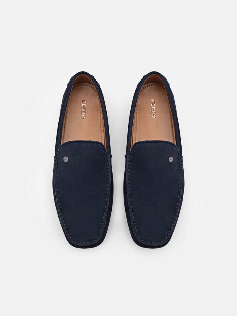 Pedro Oliver Nubuck Men Moccasins Navy | Q9Q-2139