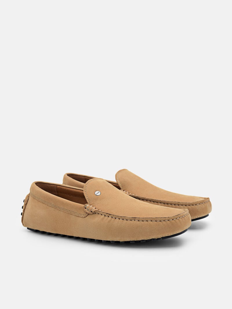 Pedro Oliver Nubuck Men Moccasins Sand | Q9Q-2140
