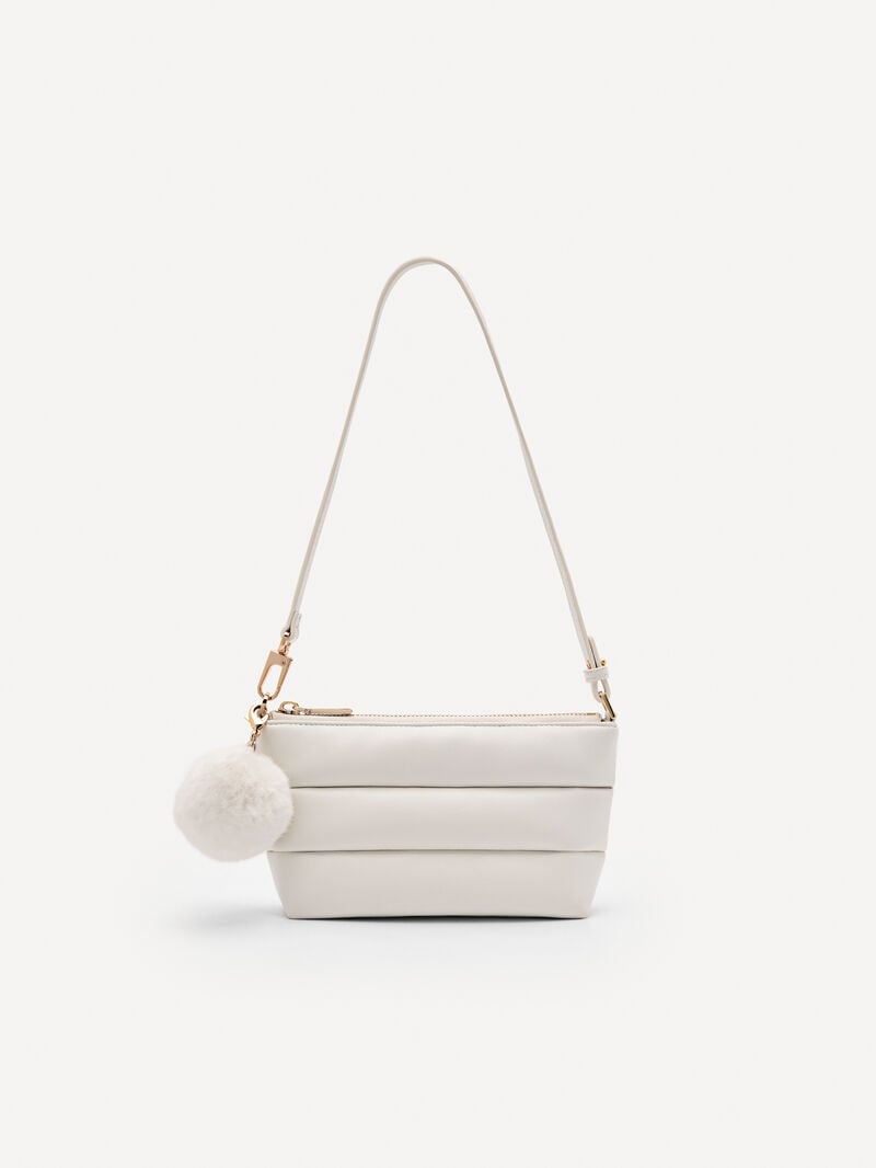 Pedro Padded Pouch with Fur Charm Women Pouches Chalk | Q9Q-917
