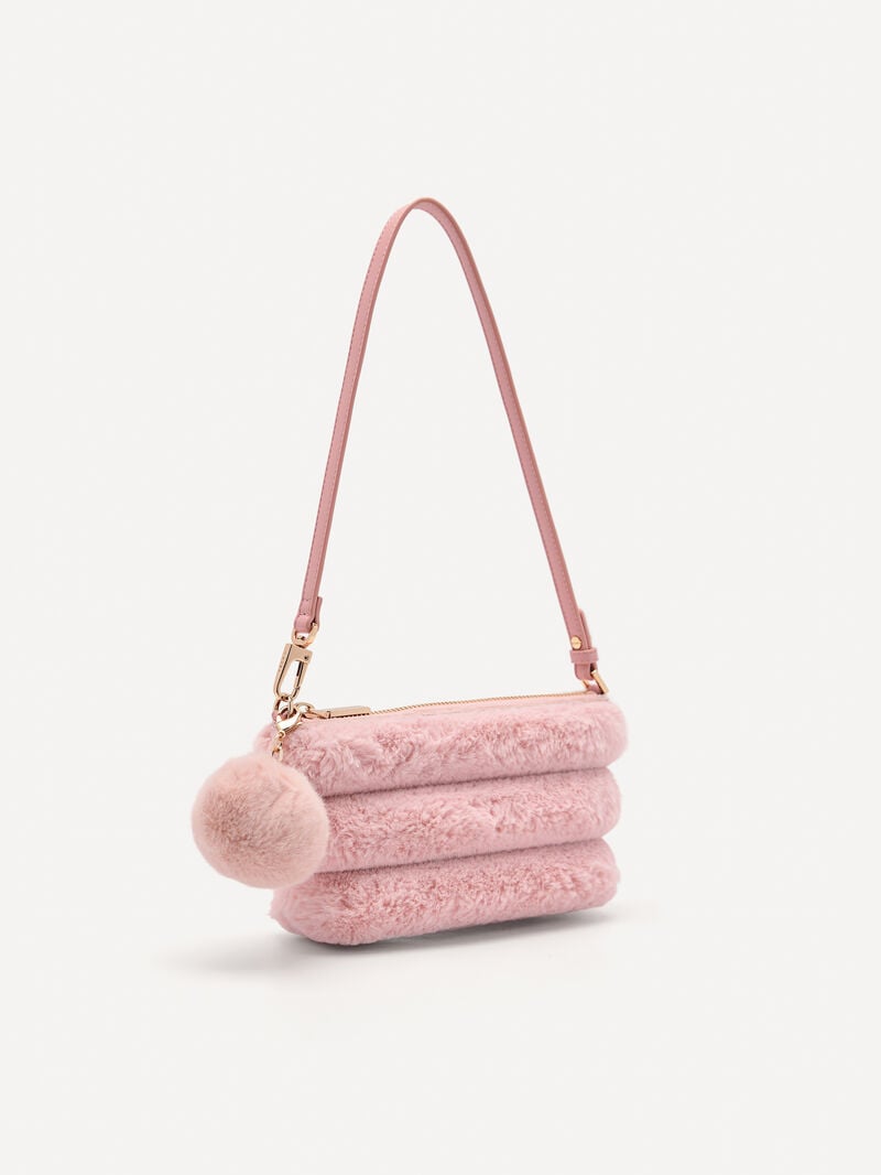 Pedro Padded Pouch with Fur Charm Women Pouches Blush | Q9Q-916