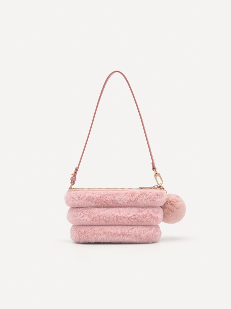Pedro Padded Pouch with Fur Charm Women Pouches Blush | Q9Q-916