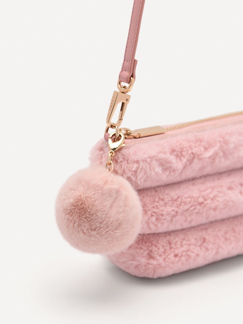 Pedro Padded Pouch with Fur Charm Women Pouches Blush | Q9Q-916