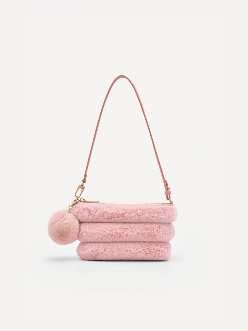 Pedro Padded Pouch with Fur Charm Women Pouches Blush | Q9Q-916
