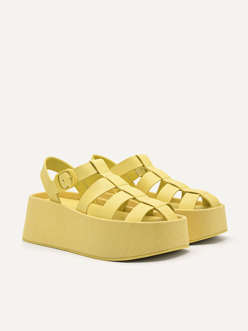 Pedro Palma Platform Sandals Women Wedges Yellow | Q9Q-1632