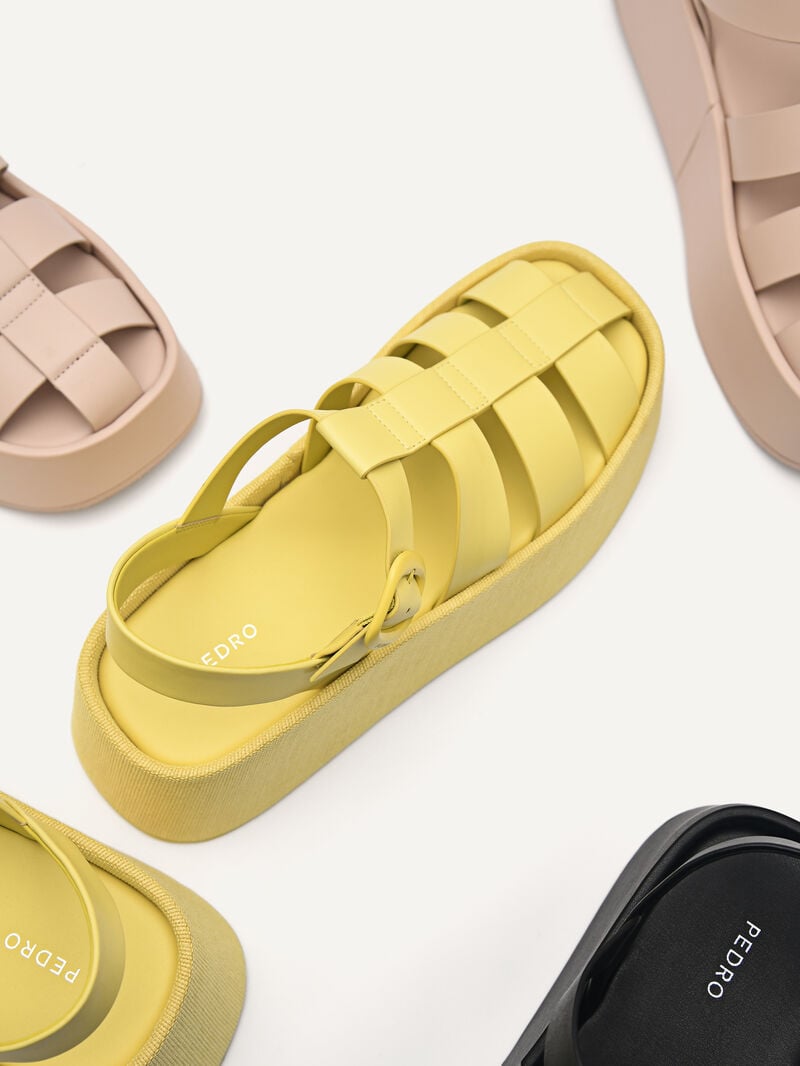 Pedro Palma Platform Sandals Women Wedges Yellow | Q9Q-1632
