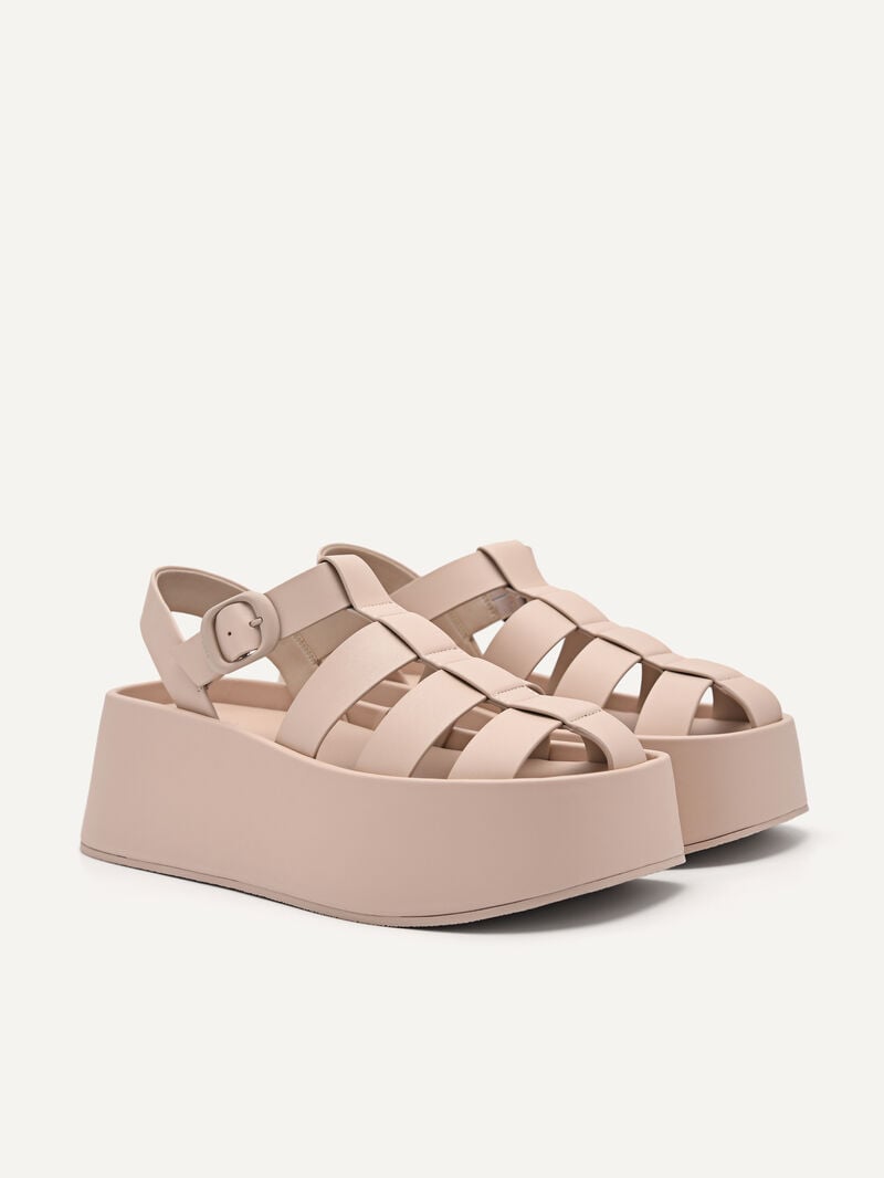 Pedro Palma Platform Sandals Women Wedges Nude | Q9Q-1631