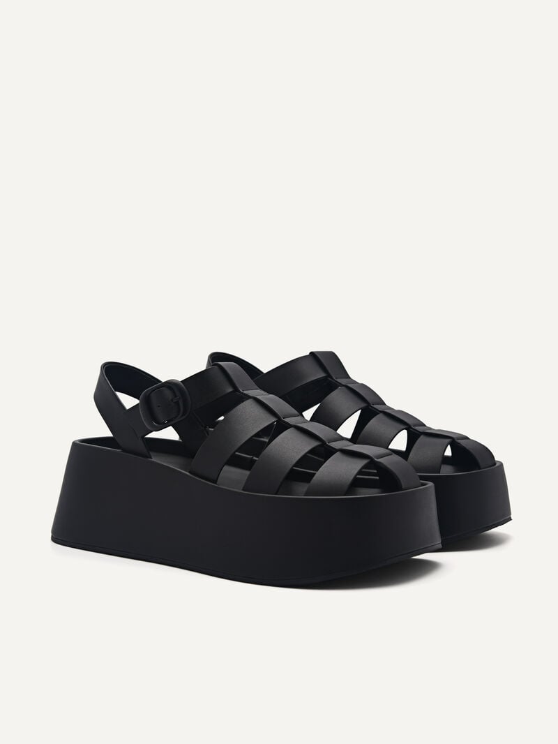 Pedro Palma Platform Sandals Women Wedges Black | Q9Q-1630