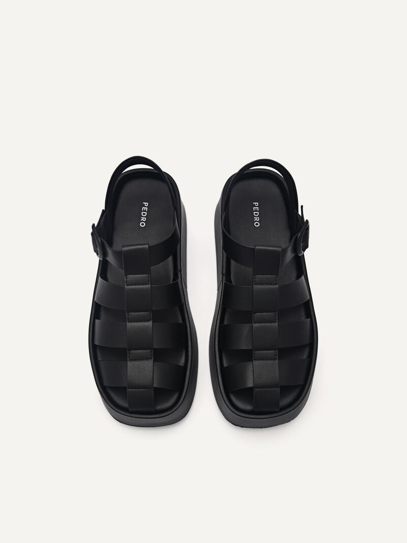 Pedro Palma Platform Sandals Women Wedges Black | Q9Q-1630