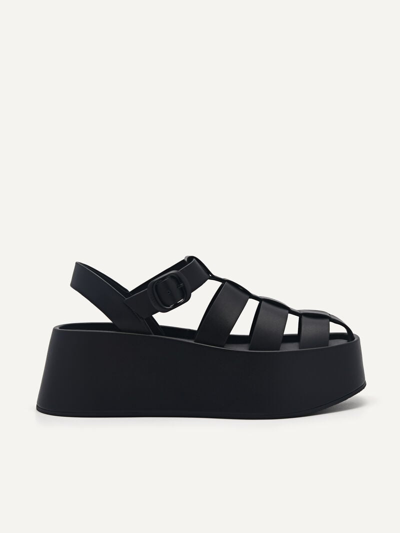 Pedro Palma Platform Sandals Women Wedges Black | Q9Q-1630