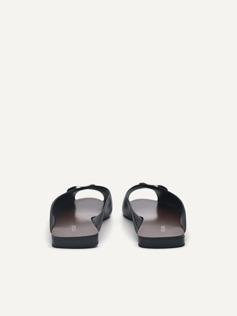 Pedro Peep Toe Slip Ons Women Flats Black | Q9Q-1620