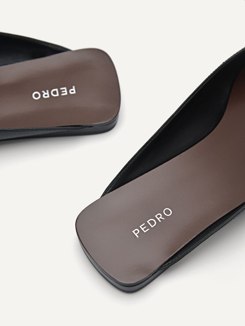 Pedro Peep Toe Slip Ons Women Flats Black | Q9Q-1620