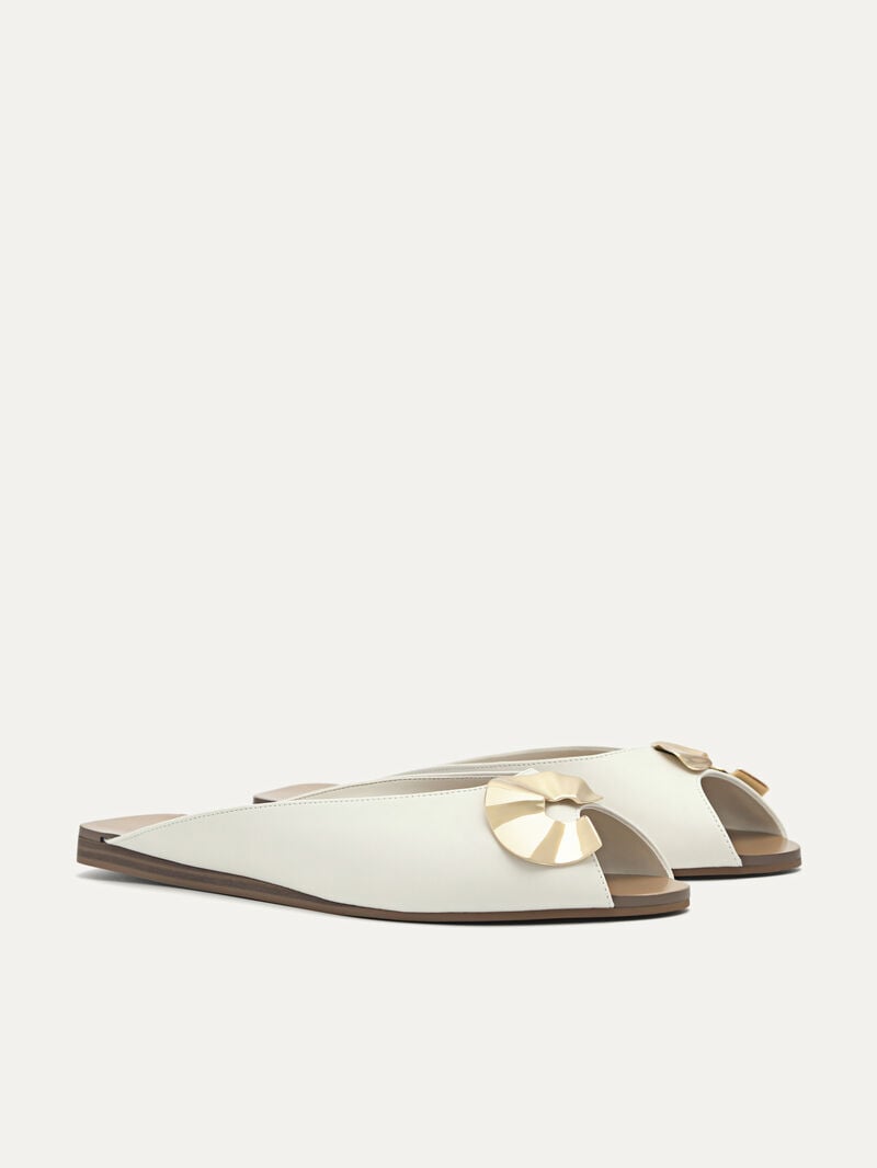 Pedro Peep Toe Slip Ons Women Flats White | Q9Q-1621
