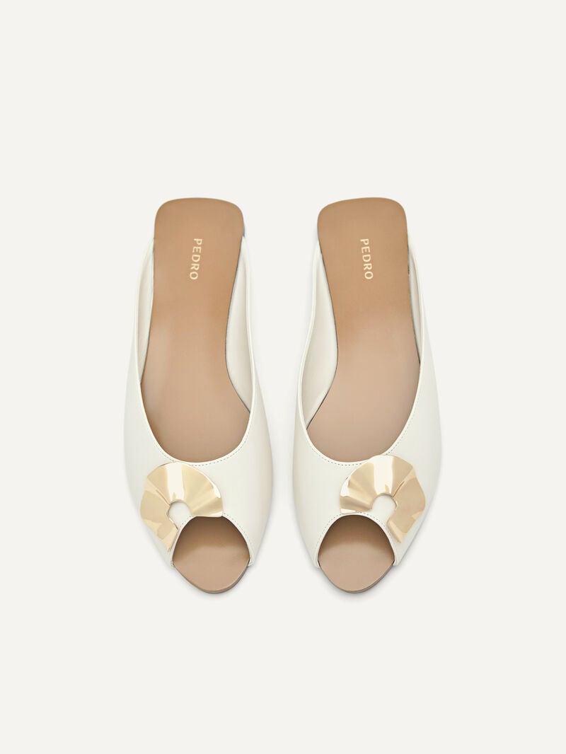 Pedro Peep Toe Slip Ons Women Flats White | Q9Q-1621