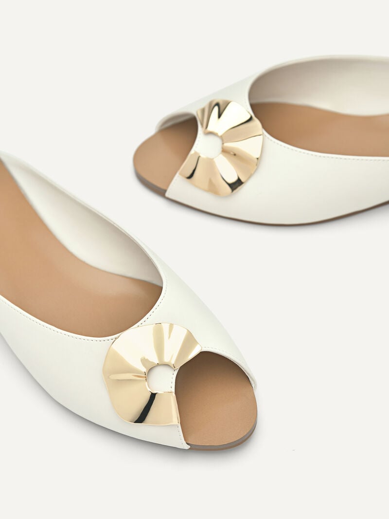 Pedro Peep Toe Slip Ons Women Flats White | Q9Q-1621