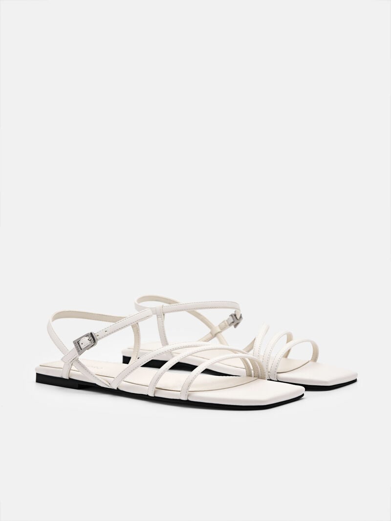 Pedro Peggy Ankle Strap Sandals Women Flats White | Q9Q-1619
