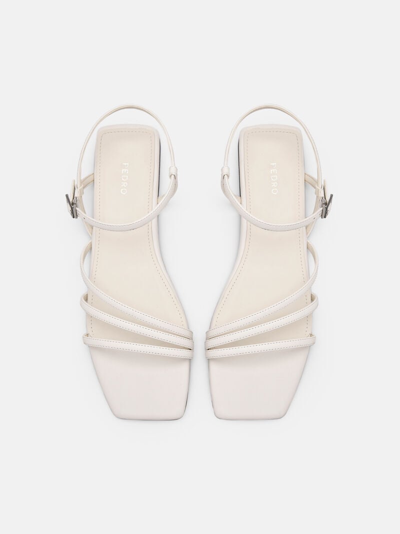 Pedro Peggy Ankle Strap Sandals Women Flats White | Q9Q-1619