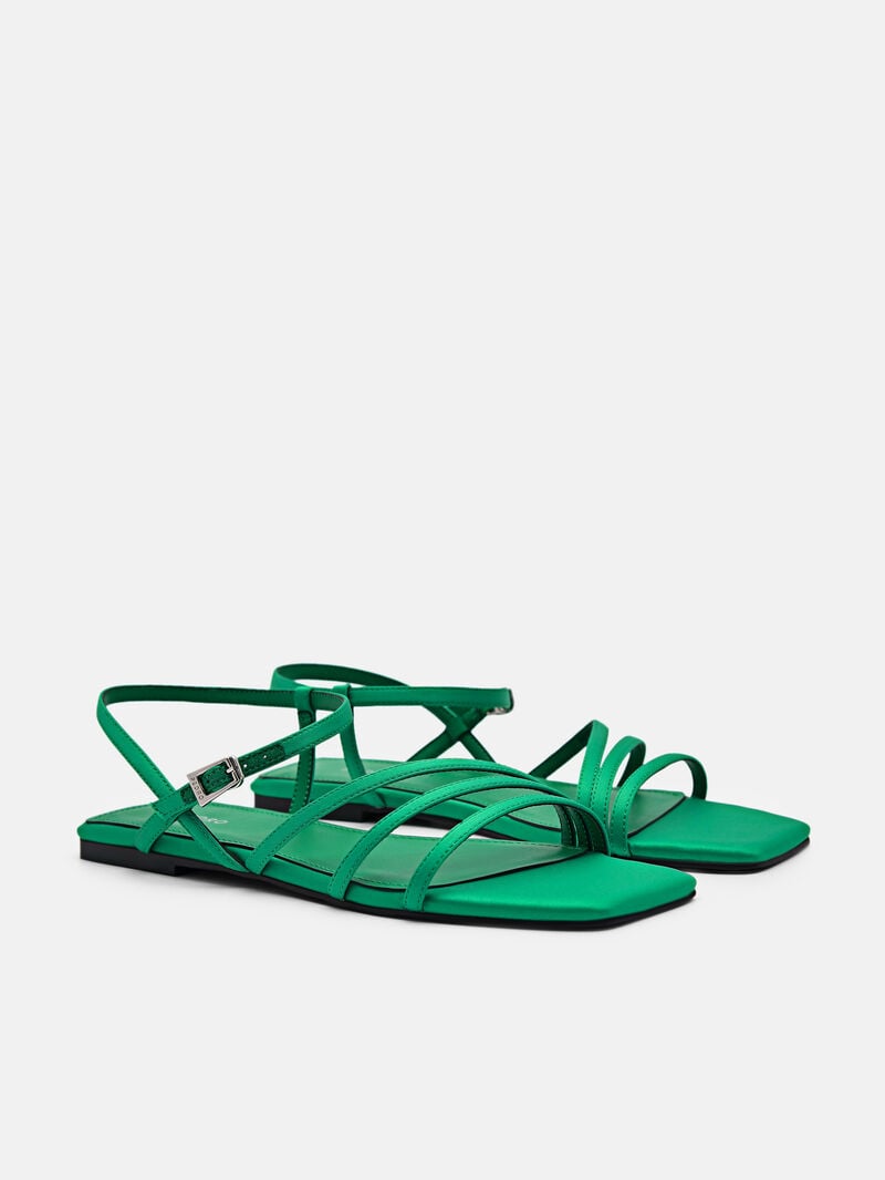 Pedro Peggy Ankle Strap Sandals Women Flats Green | Q9Q-1618