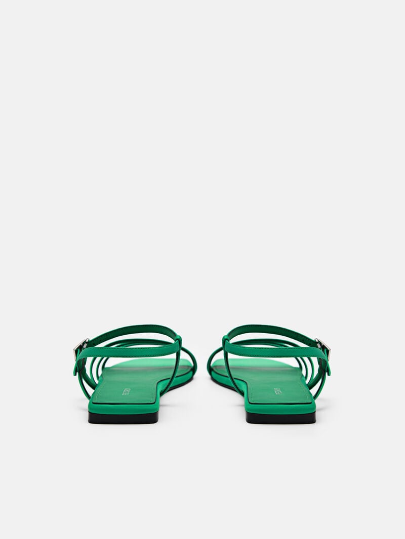 Pedro Peggy Ankle Strap Sandals Women Flats Green | Q9Q-1618