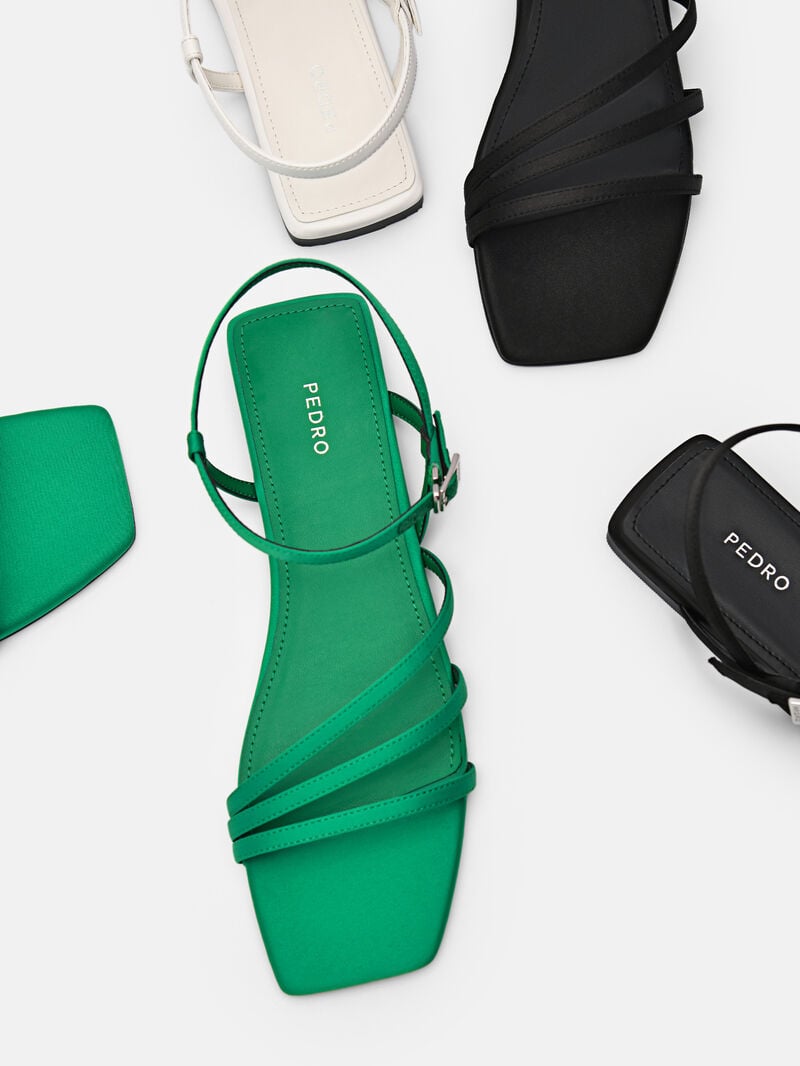 Pedro Peggy Ankle Strap Sandals Women Flats Green | Q9Q-1618