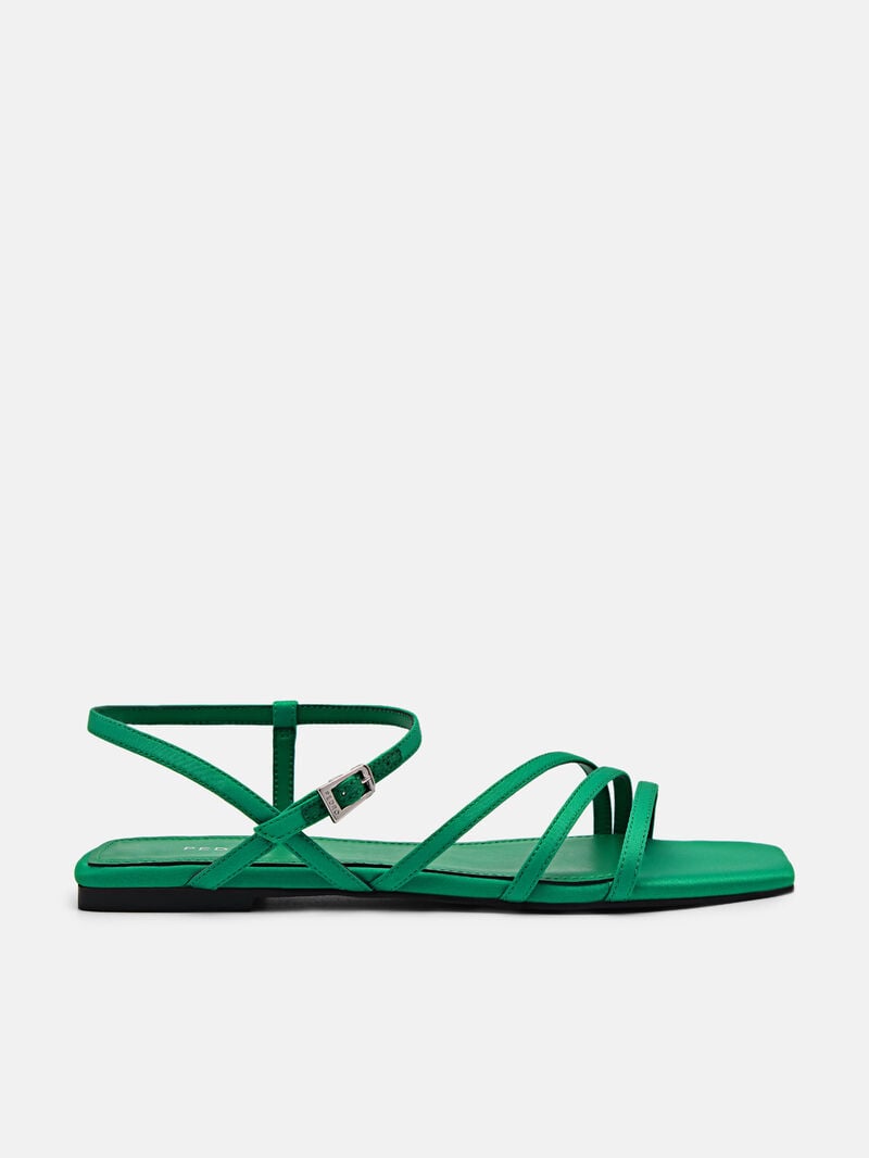 Pedro Peggy Ankle Strap Sandals Women Flats Green | Q9Q-1618