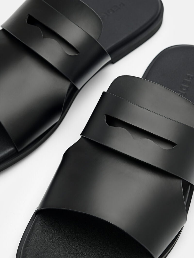 Pedro Penny Strap Slide Men Sandals Black | Q9Q-1612