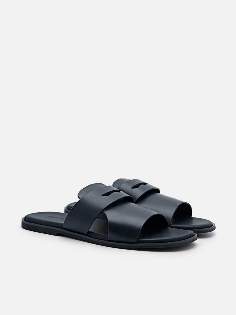 Pedro Penny Strap Slide Men Sandals Navy | Q9Q-1613
