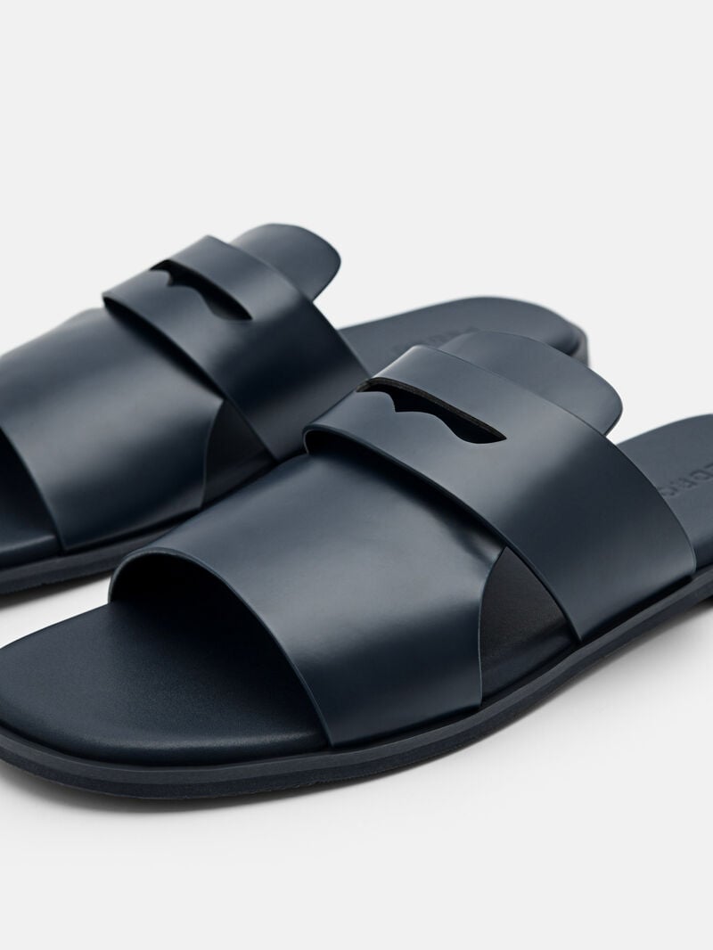 Pedro Penny Strap Slide Men Sandals Navy | Q9Q-1613