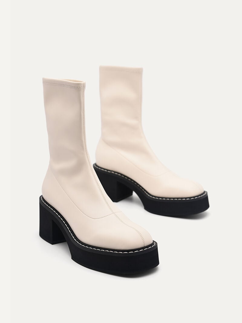 Pedro Platform Boots Women Ankle Boots Beige | Q9Q-1335