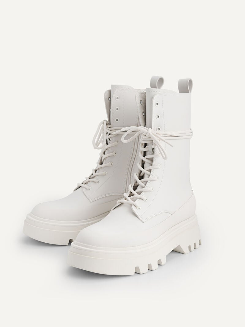 Pedro Platform Boots Women Ankle Boots Chalk | Q9Q-1337