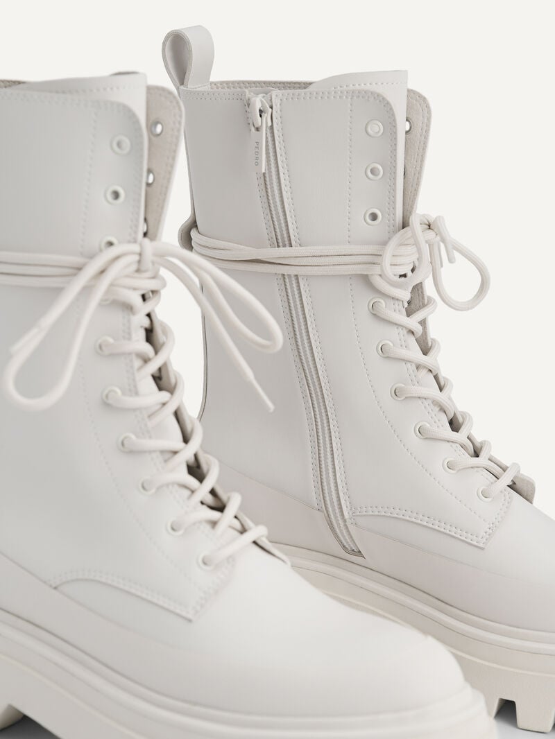 Pedro Platform Boots Women Ankle Boots Chalk | Q9Q-1337